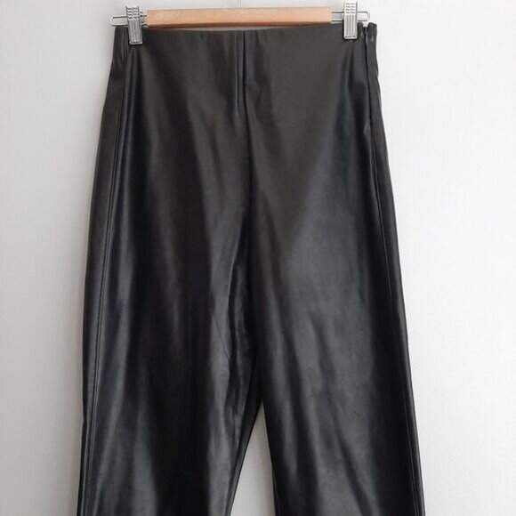 OLD NAVY Faux Leather Skinny Pants Extra High-Waisted Black Ankle Zip Sz 4 Tall - Picture 4 of 14